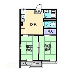 タウニィ青江 2DKの間取図画像