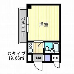 アルファ富田町 1Kの間取図画像