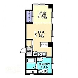 第二新和ビル 2階1LDKの間取り