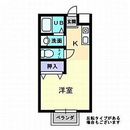 メゾン伊福町 1Kの間取図画像