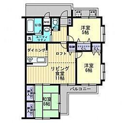 アメリエコート青江 4階3LDKの間取り