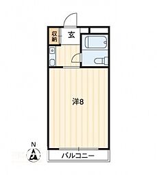 アルファ清心町1 1Kの間取図画像