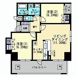 アルファステイツ清心 2LDKの間取図画像