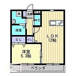 Al Cuore 4階1LDKの間取り