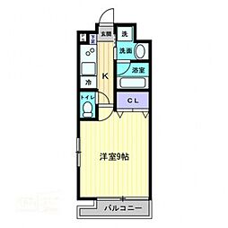 エスト東古松 2階1Kの間取り