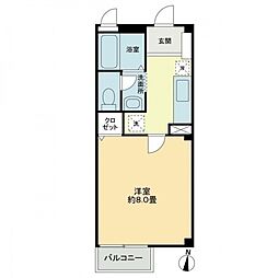 フォブールサウス 2階1Kの間取り