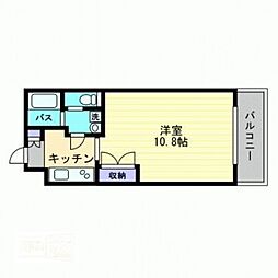 パティオ東古松 5階1Kの間取り