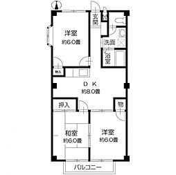 フォブール藤田1 3DKの間取図画像
