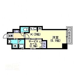 パークグランデ蕃山 1SKの間取図画像