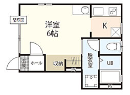 gran marry下伊福 1Kの間取図画像