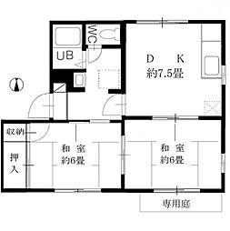 タウニィ小橋 2DKの間取図画像