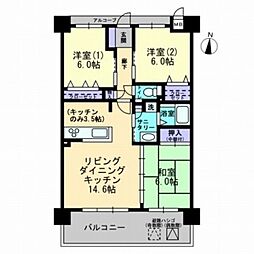 アルファライフ岡山駅南 3LDKの間取図画像