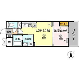 TWINTOWERSAZUKI 1LDKの間取図画像