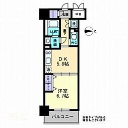 アルファレガロ西古松 1DKの間取図画像