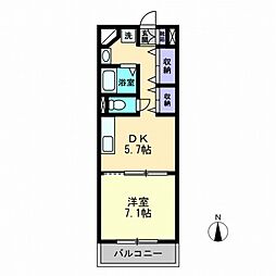 COCO中島田 1DKの間取図画像