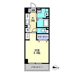 8Leafomoto 1Kの間取図画像