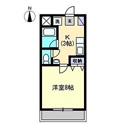 レジデンス田町 1Kの間取図画像