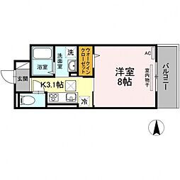 リッツレジデンスB 1Kの間取図画像