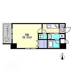 LeCube富田町 1Kの間取図画像