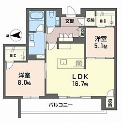 カーサ・カリダ 2LDKの間取図画像