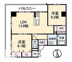 ヴィオーラ中山下 2LDKの間取図画像