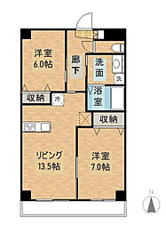 シエルブルー 2LDKの間取図画像