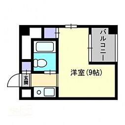 アルファ清心町2 ワンルームの間取図画像