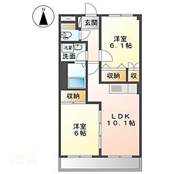 ベルグランデ高柳 2LDKの間取図画像
