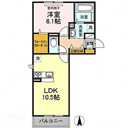 プルミエB 1LDKの間取図画像