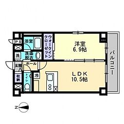 ハートフル医大前 1LDKの間取図画像
