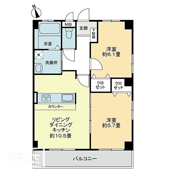 フィネス佐古 301｜香川県高松市林町(賃貸アパート2LDK・3階・52.12㎡)の写真 その2