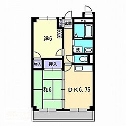 メゾン・ド・屋島弐 2DKの間取図画像