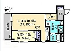 プレミール亀岡 1階1LDKの間取り