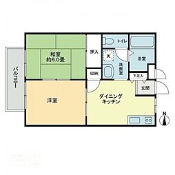 フォブール木内 2階2DKの間取り