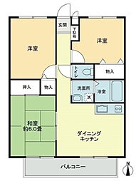 フォブール多田 1階3DKの間取り