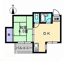メゾン塩屋 2階1DKの間取り