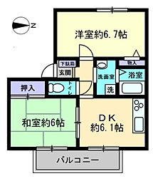 フォブール久保 2DKの間取図画像