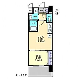 Ｓ−ＲＥＳＩＤＥＮＣＥ中央町ａｌｅｃｔｒａ 6階1LDKの間取り