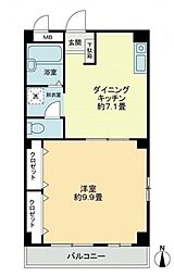 フィネス新開 1階1DKの間取り
