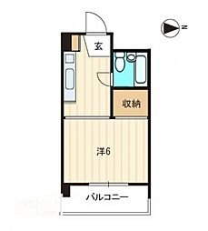 ホワイトマンション 1Kの間取図画像