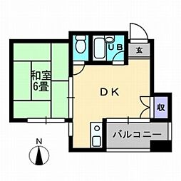 メゾン塩屋 1DKの間取図画像