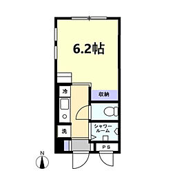 アルファ二番町 2階ワンルームの間取り