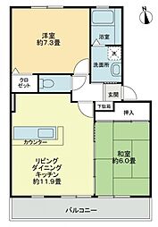 フォブール高松西 2LDKの間取図画像