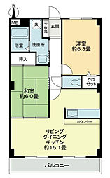 フォブールトロワやくりB 2LDKの間取図画像
