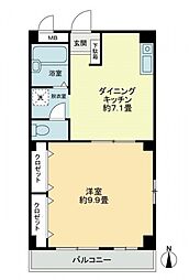 フィネス新開 3階1DKの間取り