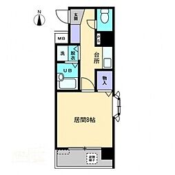 リマーク上之町 3階1Kの間取り