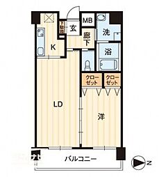 アルファレガロ栗林 1LDKの間取図画像