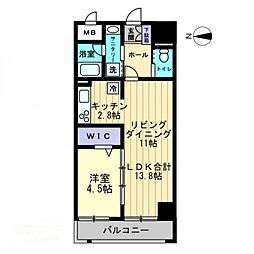 アルファレガロ中央町 5階1LDKの間取り