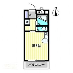 センチュリーガーデン 4階1Kの間取り