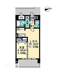ＢＩＧ・ＢＡＮ瓦町駅東 9階1LDKの間取り